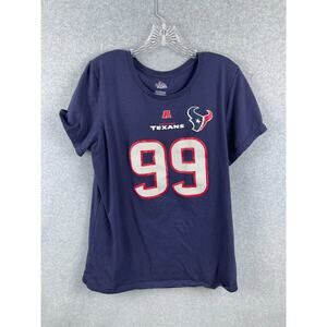 Majestic Houston Texans JJ Watt #99 Shirt Women's 2XL‎ Blue Short Sleeve Tee NFL